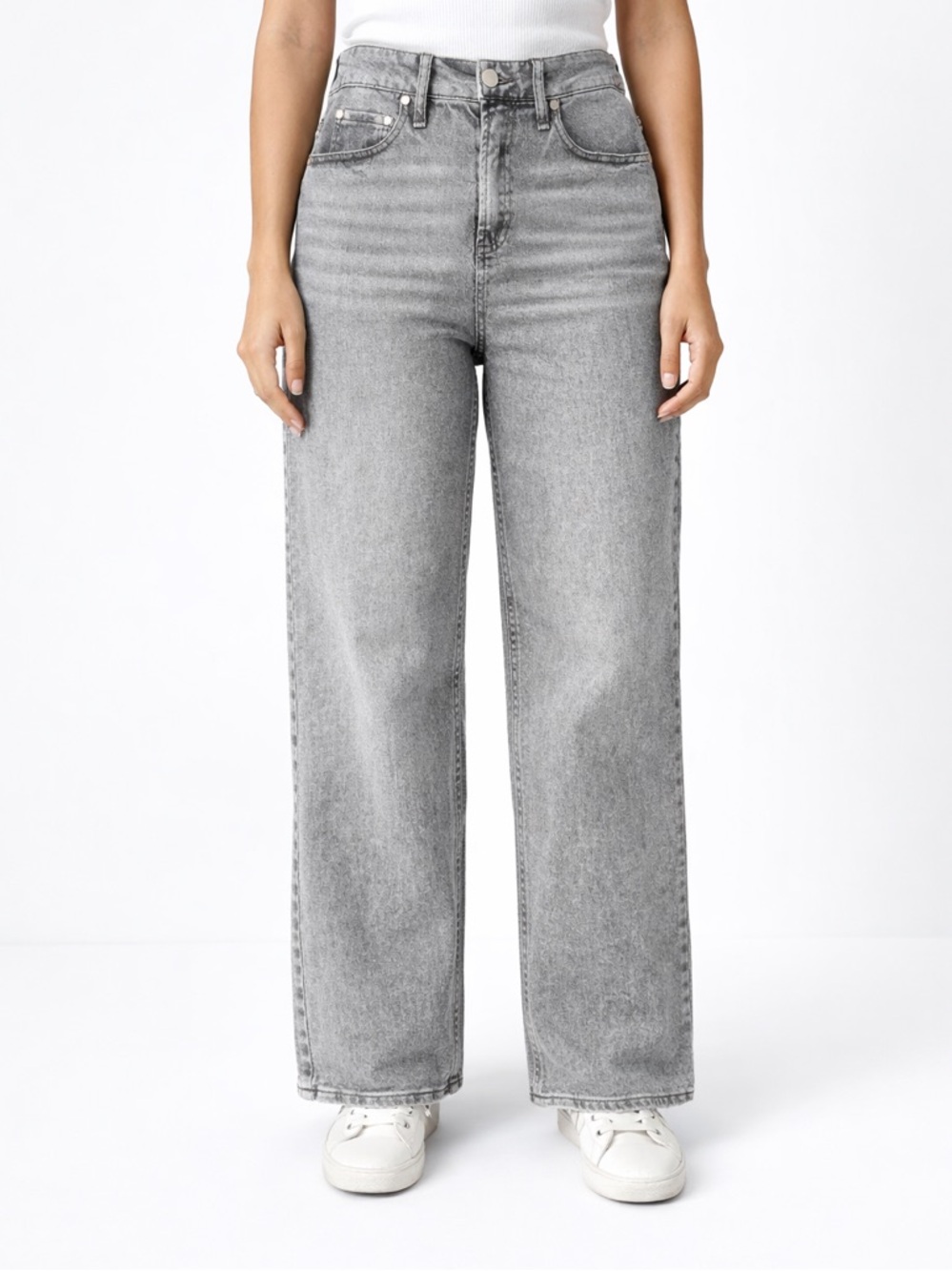 OAT New York High Rise Baby Wide Leg Jeans Gray Wash Women’s Size 8/29